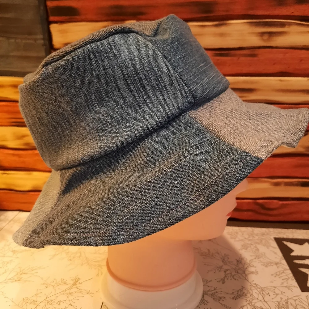Handmade denim patch scrap Bucket Hat M sustainable